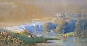Cattle Grazing By A River