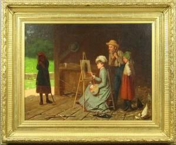 A Lady At The Easel, O/c - view 1