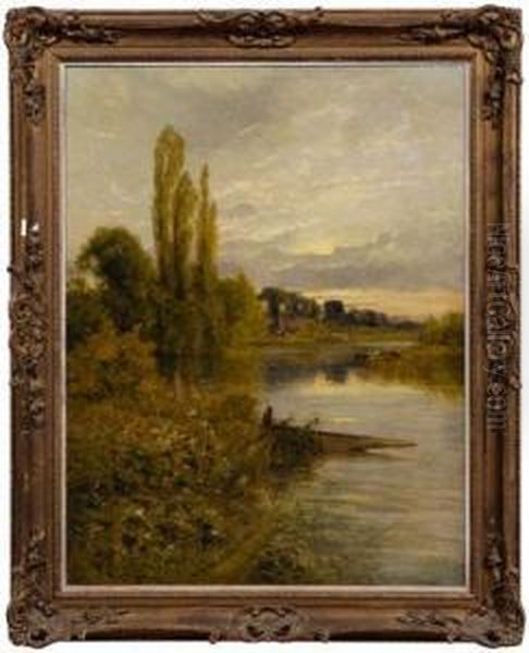 Fisherman In Boat At The Edge Of A River - view 1