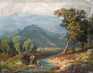 Kleine Flusslandschaft Mit Reissigsammlern