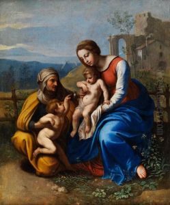 Madonna Mit Dem Kind, Dem Johannesknaben Und Der Heiligen Elisabeth by Giovanni Francesco Penni