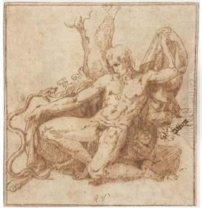 Hercules Kneeling Before A Snake by Giovanni Francesco Penni