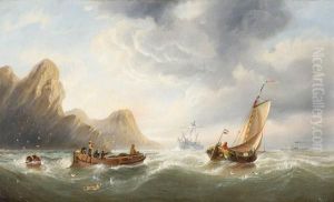 Veduta Costiera Con Navi E Pescatori by William Daniel Penny