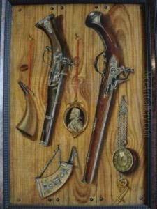 Trompe-l'oeil Aux Pistolets, Montre Et Medaillon De Charles Quint