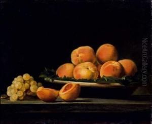 Nature Morte A La Coupe De Peches Et Raisins Disposes Sur Un Entablement thumbnail