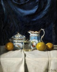 Zatisie S Porcelanom A Ovocim by Janos Pentelei-Molnar