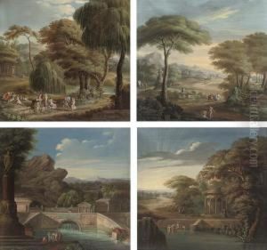Socrates In Discussion At The Weir; Bathers At The Temple; An Offering To Diana, The Huntress; And Figures In An Arcadian Landscape