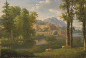 Un Paysage Fluvial Avec Un Chateau Fortifie