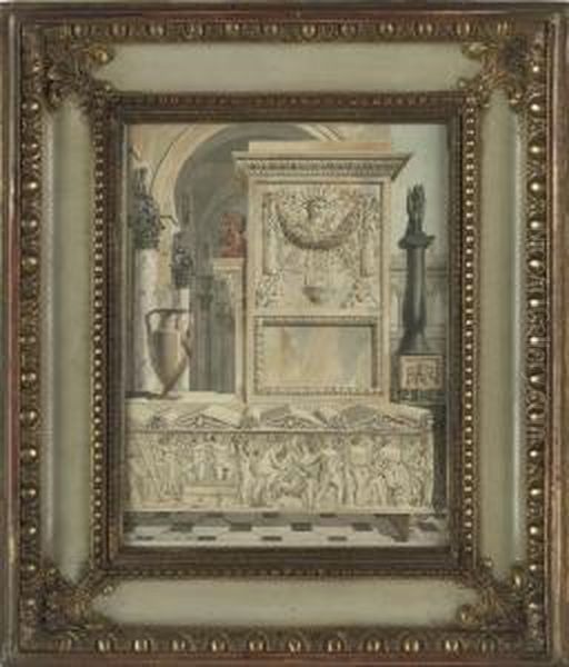 A Classical Capriccio With A Sarcophagus In The Foreground - view 1