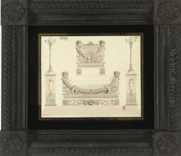 Furniture Design For A Lit-en-bateau And Two Candelabra - view 1
