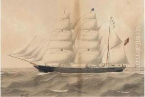 The Barque Ocean Nymph Running Down The Channel by Harold Percival