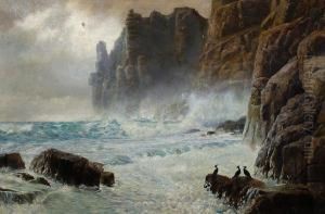 A Cornish Coastal Scene by George Brooks Percy Lillingston