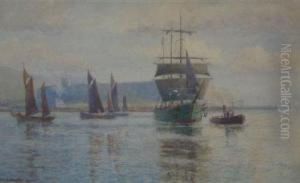A Tug Escorting A Tall Ship by George Brooks Percy Lillingston