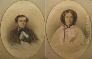 Oval Portraits Of Lady And Gent by William Percy