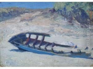 Barque Echouee A La Grande Cote by Adolphe Pere