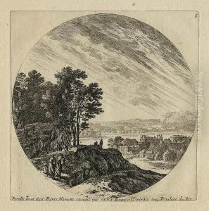 Widok Ze Wzgorza Na Miasto Nad Rzeka by Gabriel Perelle