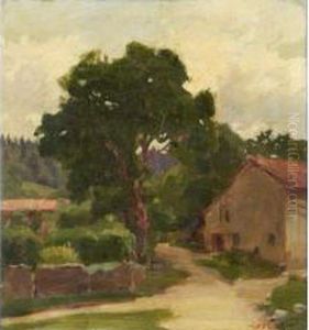 :paysage Huile Sur Carton by Jacques Peretto