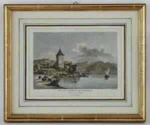 Vue Du Chateau De Glerolle Et Vue D'une Frabrique A Morges