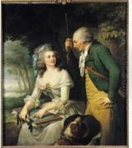 Portrait D'une Jeune Femme Tenant Un Carton A Dessins Et by Lie Louis Perin-Salbreux