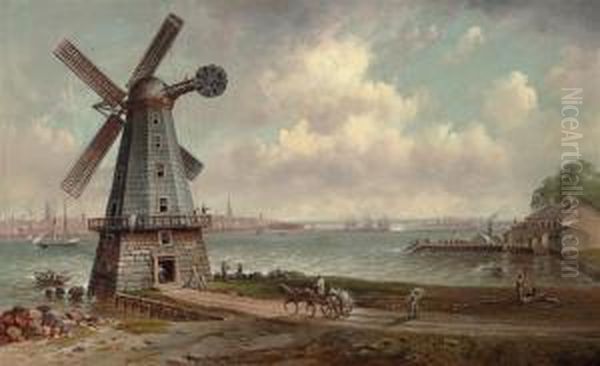 Lower Manhattan With The Last Windmill In New Jersey - view 1