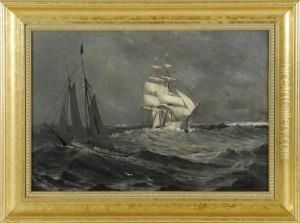 Two Passing Sailing Ships by Parker S. Perkins