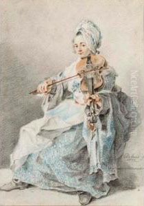 A Young Woman Playing The Violin by Jacobus Perkois