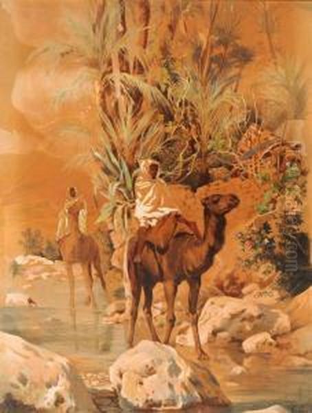 Paesaggio Arabo Con Figure E Cammelli - view 1