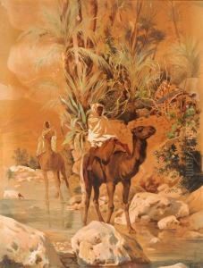 Paesaggio Arabo Con Figure E Cammelli by Friedrich Perlberg