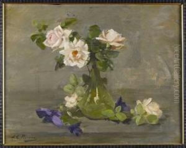 A Still Life Of Peach Roses - view 1