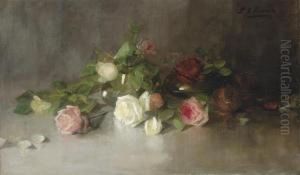 Pink, Yellow And Red Roses by Louise Ellen Perman