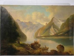 Seenlandschaft. Am Horizont Schneebedeckte Gebirgskette Seenlandschaft. Am Horizont Schneebedeckte Gebirgskette