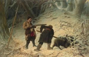 Hunting For Boar by Vassily-Grigorievitch Perov