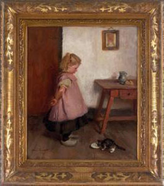 Girl With Cat - view 1