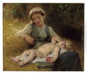 A Mother With Her Sleeping Child by Leon-Jean-Basile Perrault