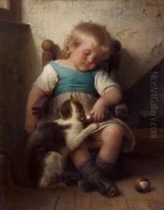 Naughty Kitty Steals A Lap by Leon-Jean-Basile Perrault