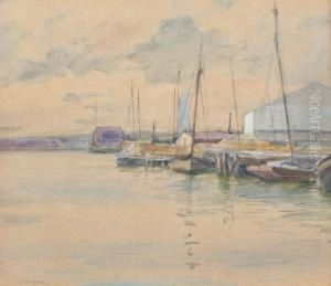 New England Dockside Scene by Bertha Eversfield Perrie