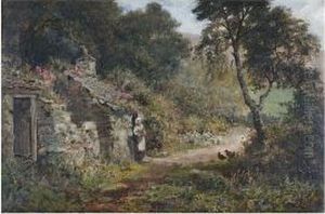 Cottages At Aber, Carnarvonshire by Alfred Feyen Perrin