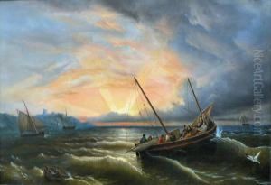 Le Depart Des Pecheurs by Ferdinand Victor Perrot
