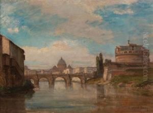 Veduta Del Tevere Sullo Sfondo Di San Pietro E Castel Sant'angelo by Enoch Wood Perry