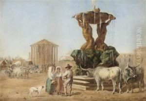 The Livestock Market By The Temple Of Vesta, Rome by H. Perry