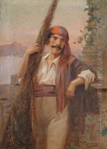 Portrait, Three Quarter Length, Of An Italian Fisherman by H. Perry