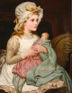 A Young Girl With Her Doll A Young Girl With Her Doll