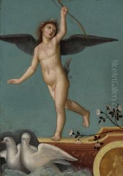 A Cupid With Two Doves - view 1