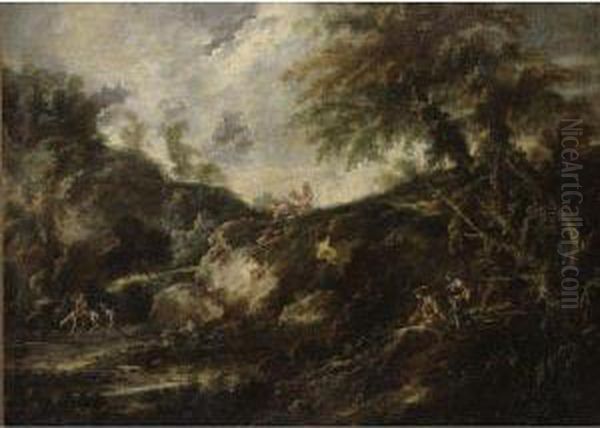 Figures In A Wooded Landscape - view 1