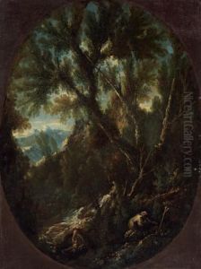 Paesaggio Con Monaci by Antonio Francesco Peruzzini