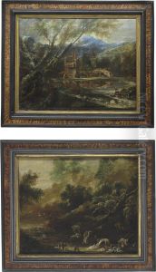 A Wooded Landscape by Antonio Francesco Peruzzini
