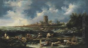 Castaways Landing On The Beach After The Storm