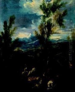Monaci In Un Paesaggio by Antonio Francesco Peruzzini