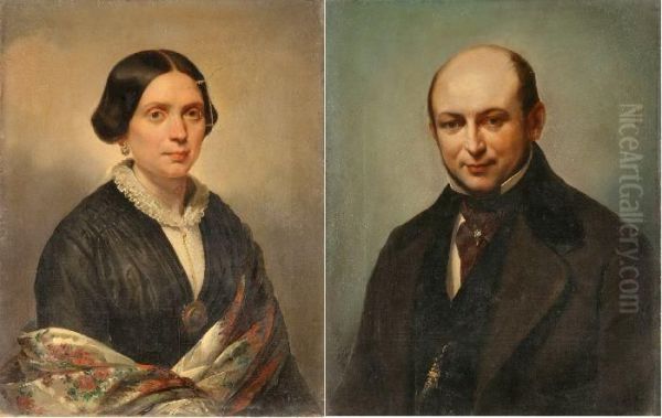 Ritratto Di Signora Con Scialle
 , Firmato E Datato 1854 In Basso A Sinistra E - view 1