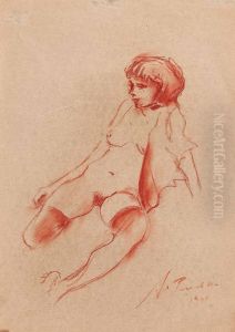 Akt Sitzender Frau by Anton Emanuel Peschka